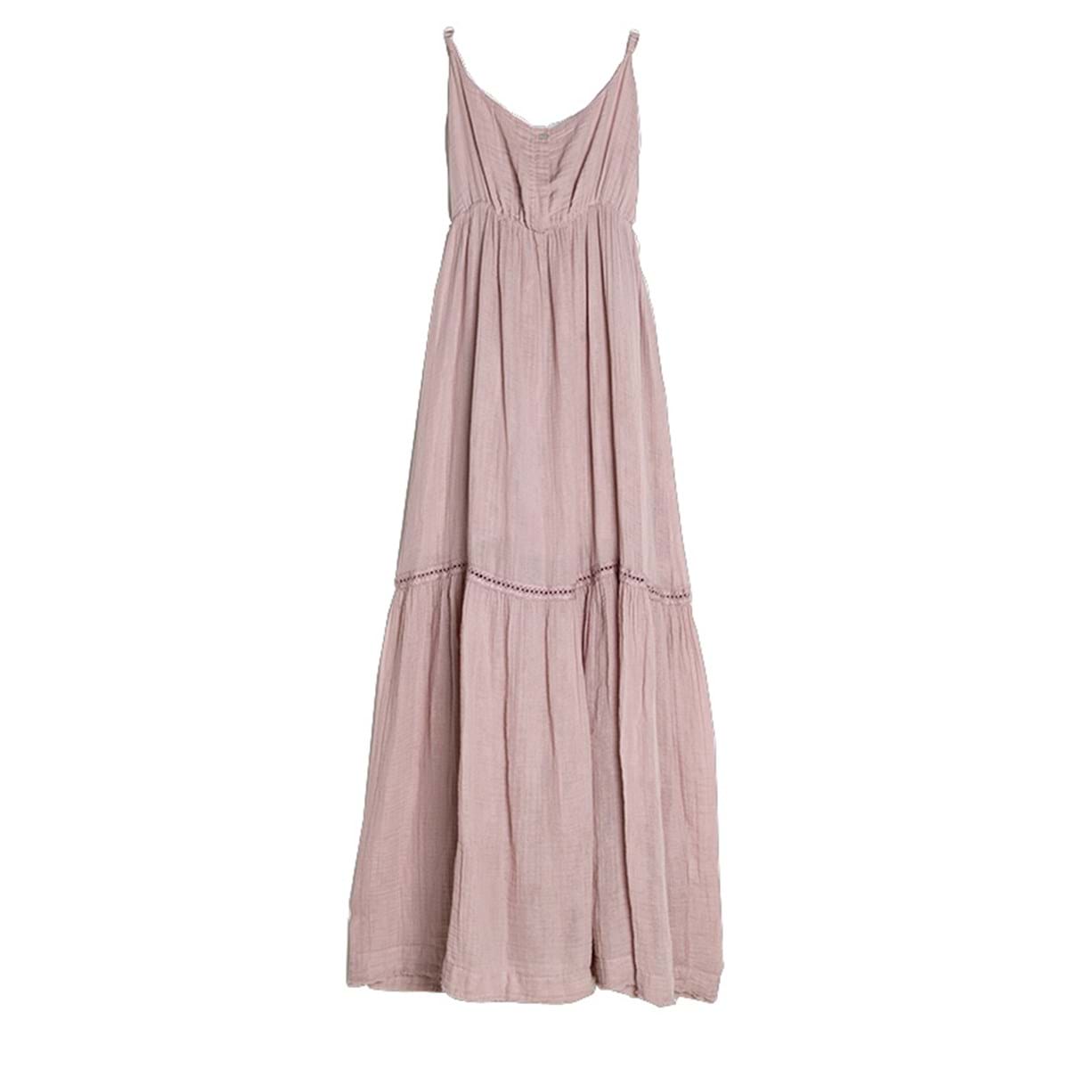 Sukienka długa - pudrowy róż - bawełniana | dodatki |