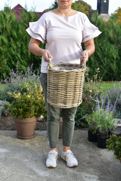 Kosz rattanowy- okrągły z uchwytem D30/H30cm | koszyki-kosze-wianki |