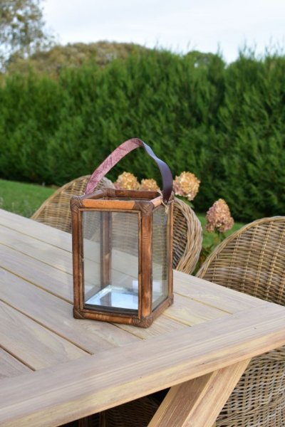 Lampion rattan/drewno/szkło 20/20/H30 - mały | dodatki |