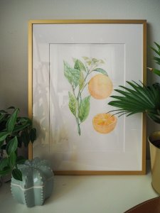 Obraz ręcznie malowany akwarelą- "Pomarańcza" | dodatki |